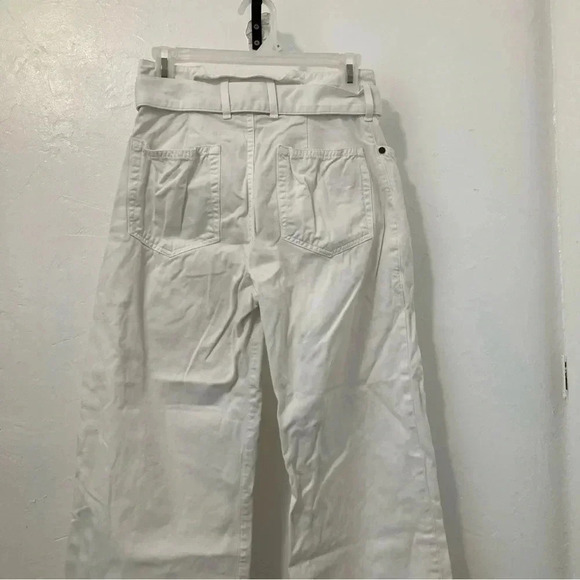 Jean Atelier High Waist Belted Wide Leg Jeans Cropped‎ Size 27 White Wash - Picture 4 of 11